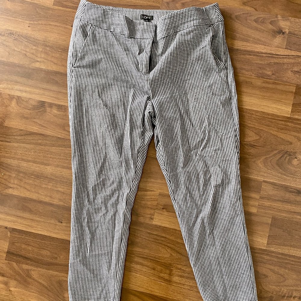 LOFT Skinny Houndstooth Pattern Ankle Pants size 10